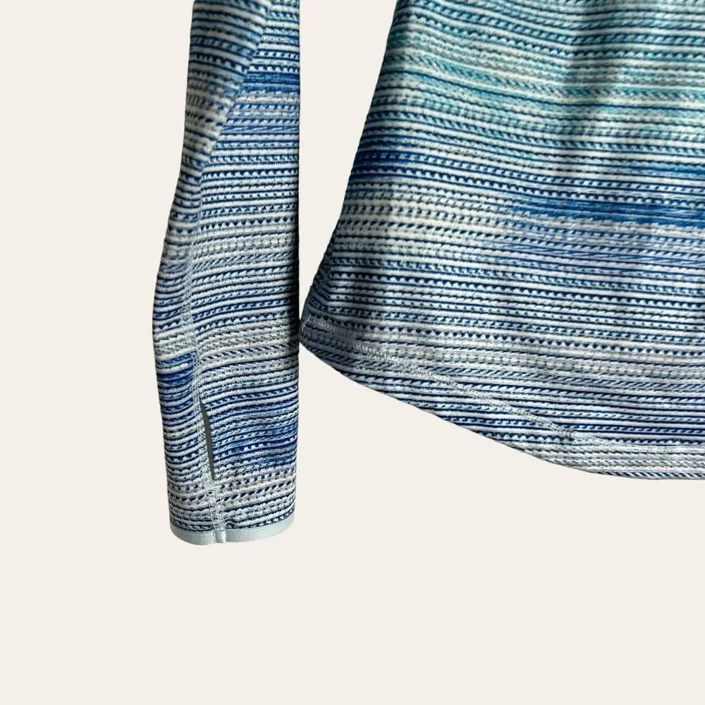 Nike Dri-Fit Blue Striped Long Sleeve Base Layer Running Pullover Top